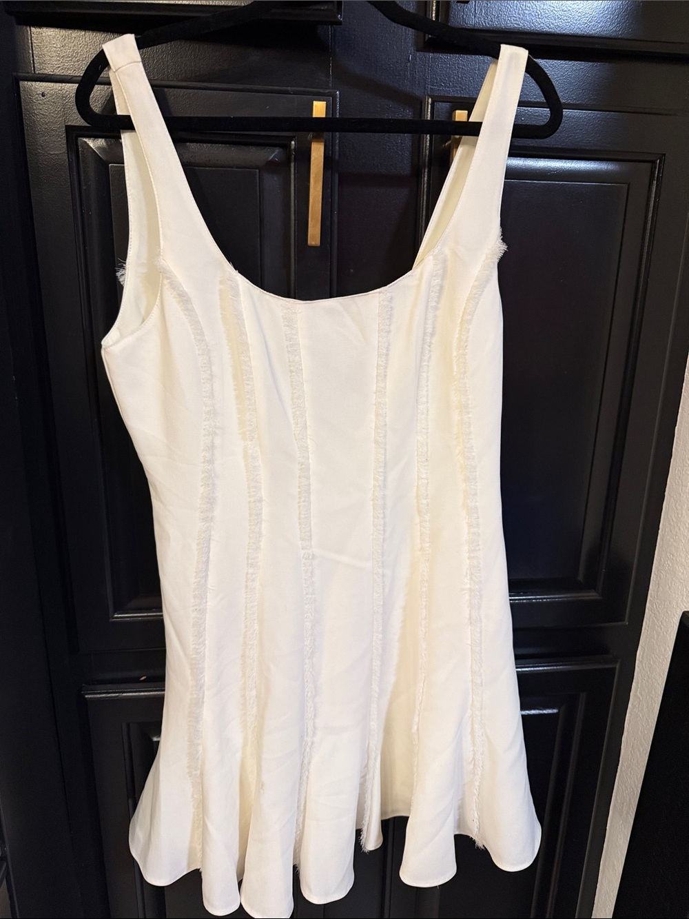 cinq a sept nwt Cream Mini Dress with Textured Panels